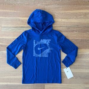 Boys blue nike baseball hooded long sleeve sweatshirt size 5 nwt